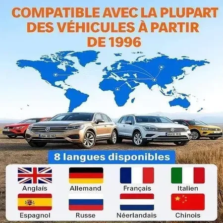 Compatible depuis 1996 — 8 langues